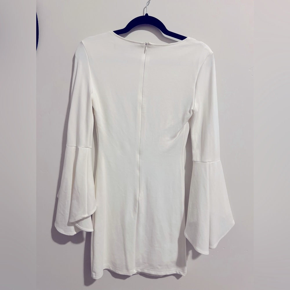 Gimme Some Flair White Flounce Sleeve Bodycon Dress Small View 3